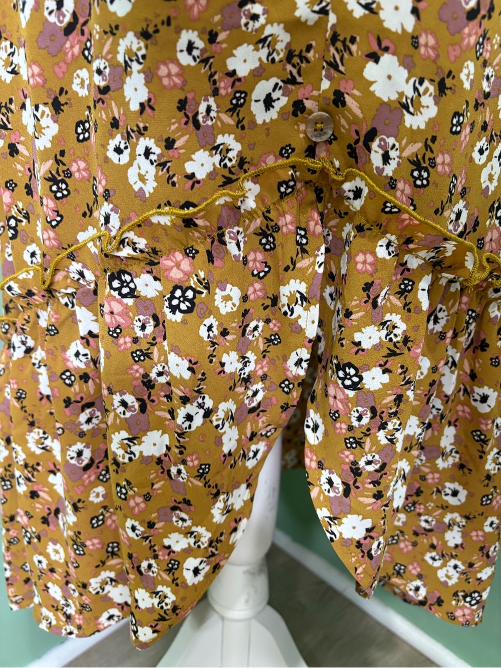 Sienna Sky Mustard Floral Maxi Dress with Tie Waist - Picture 7 of 8